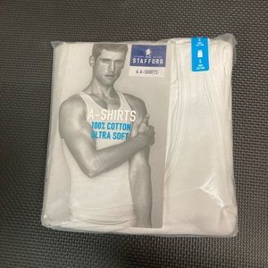 Stafford Ultrasoft Mens 4 Pack Sleeveless Tank Small White